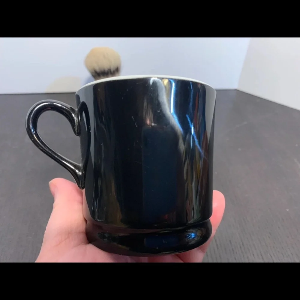 Hall China Black Glossy Ceramic Shaving Mug with Shaving Brush or Coffee Mug
